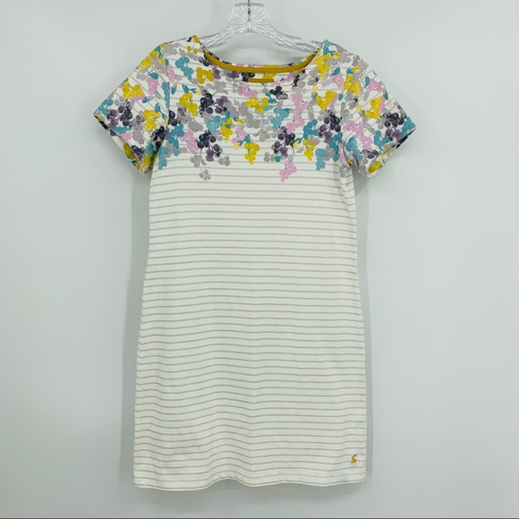 Joules Dresses & Skirts - Joules Riviera Print Grey Ditsy Floral and Striped Jersey Dress Size 6